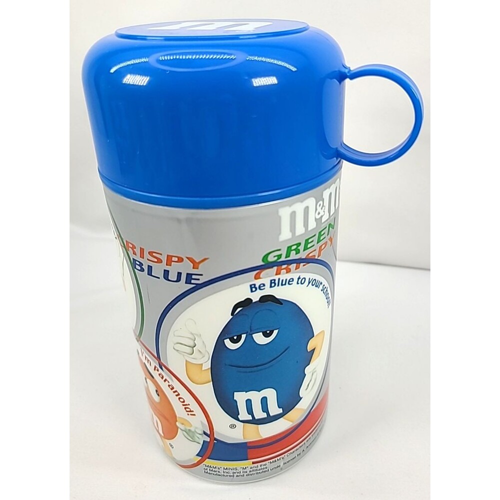 M&M Candy Collectible  Insulated Thermos & Cup Hot Cold Beverages For Lunch Box